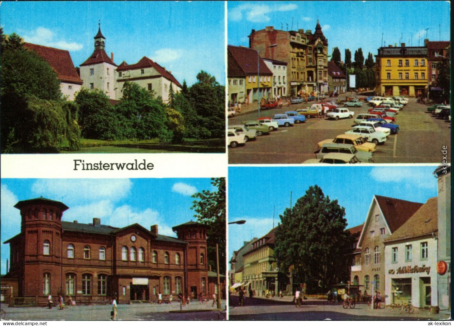 Finsterwalde Grabin Schloss, Markt, Bahnhof, Ernst-Thälmann-Straße 1979 - Finsterwalde