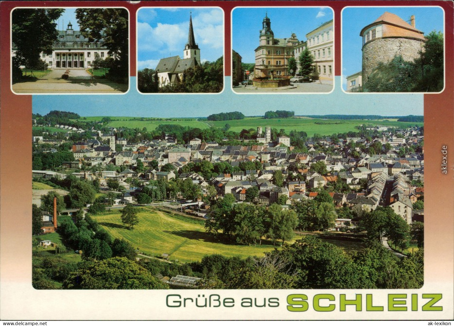 Schleiz Panorama-Ansicht, Landratsamt, Bergkirche, Rathaus, Alter Stadtturm 1991 - Andere & Zonder Classificatie