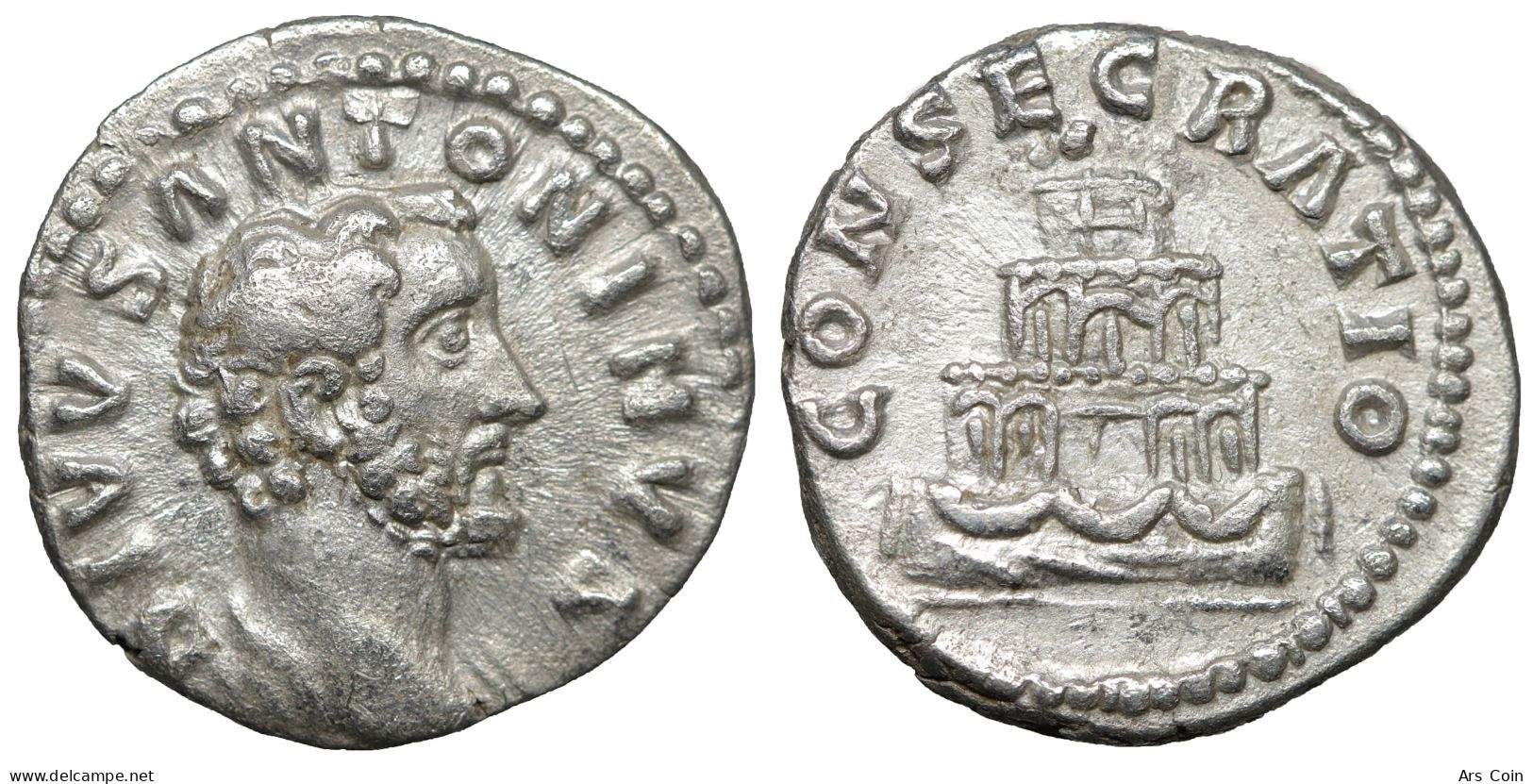 Antoninus Pius - Pyre Denarius 161 AD. Rome Mint. - Les Antonins (96 à 192)