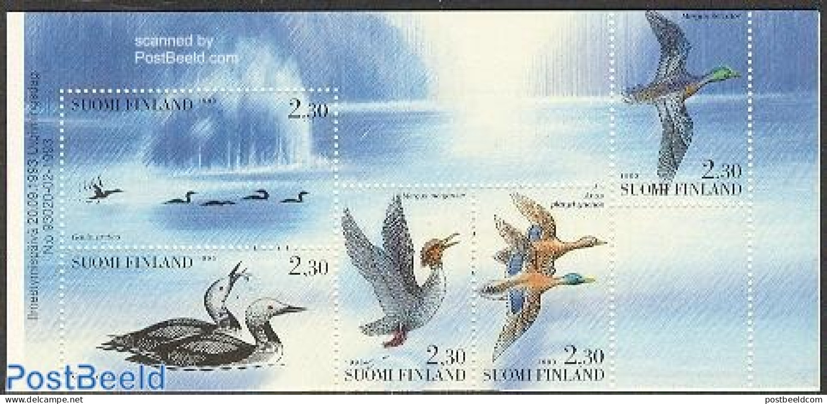 Finland 1993 Water Birds 5v In Booklet, Mint NH, Nature - Birds - Ducks - Stamp Booklets - Ongebruikt