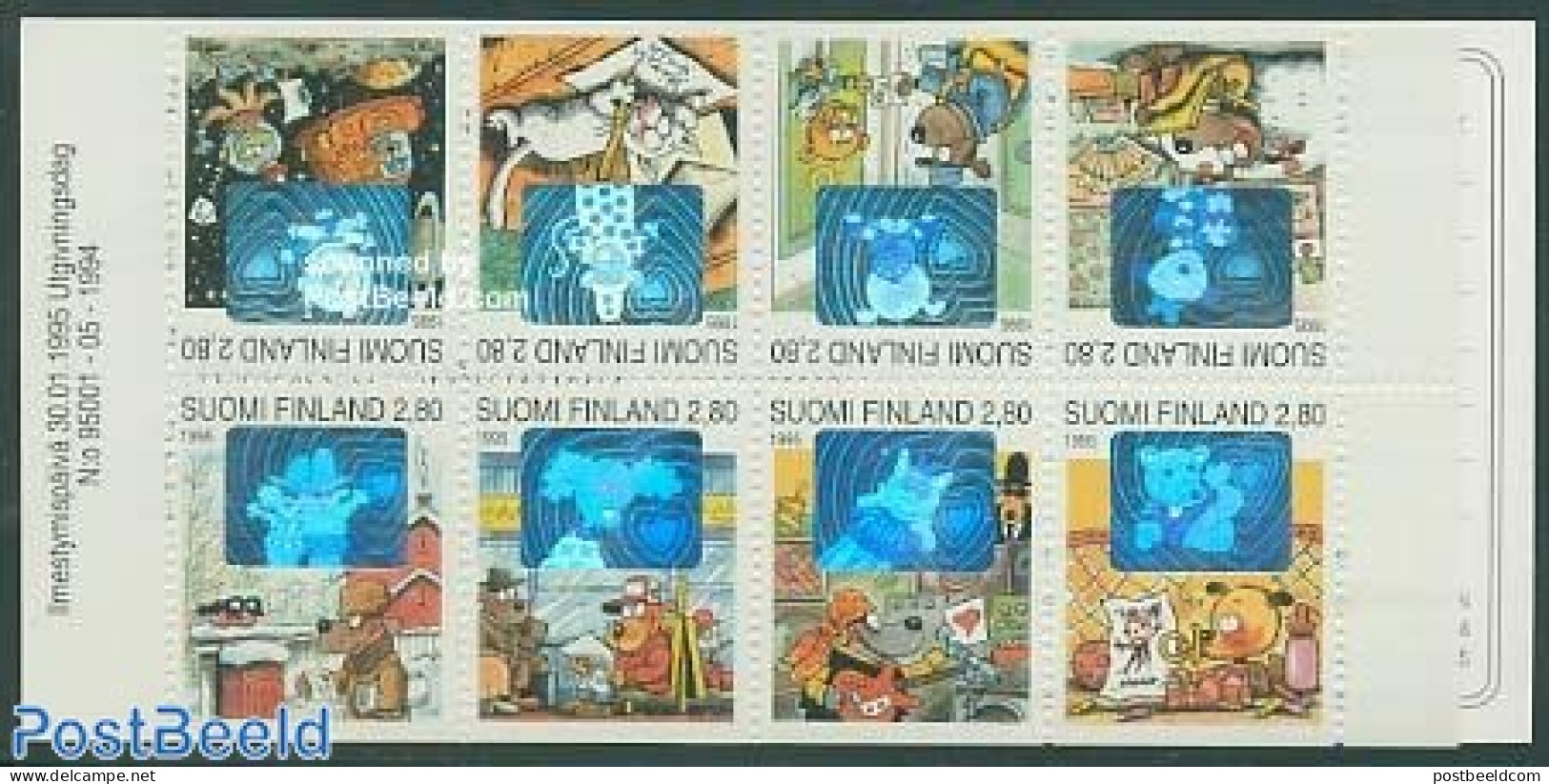 Finland 1995 Dog Hills, Holographs 8v In Booklet, Mint NH, Nature - Various - Cats - Stamp Booklets - Holograms - St. .. - Neufs