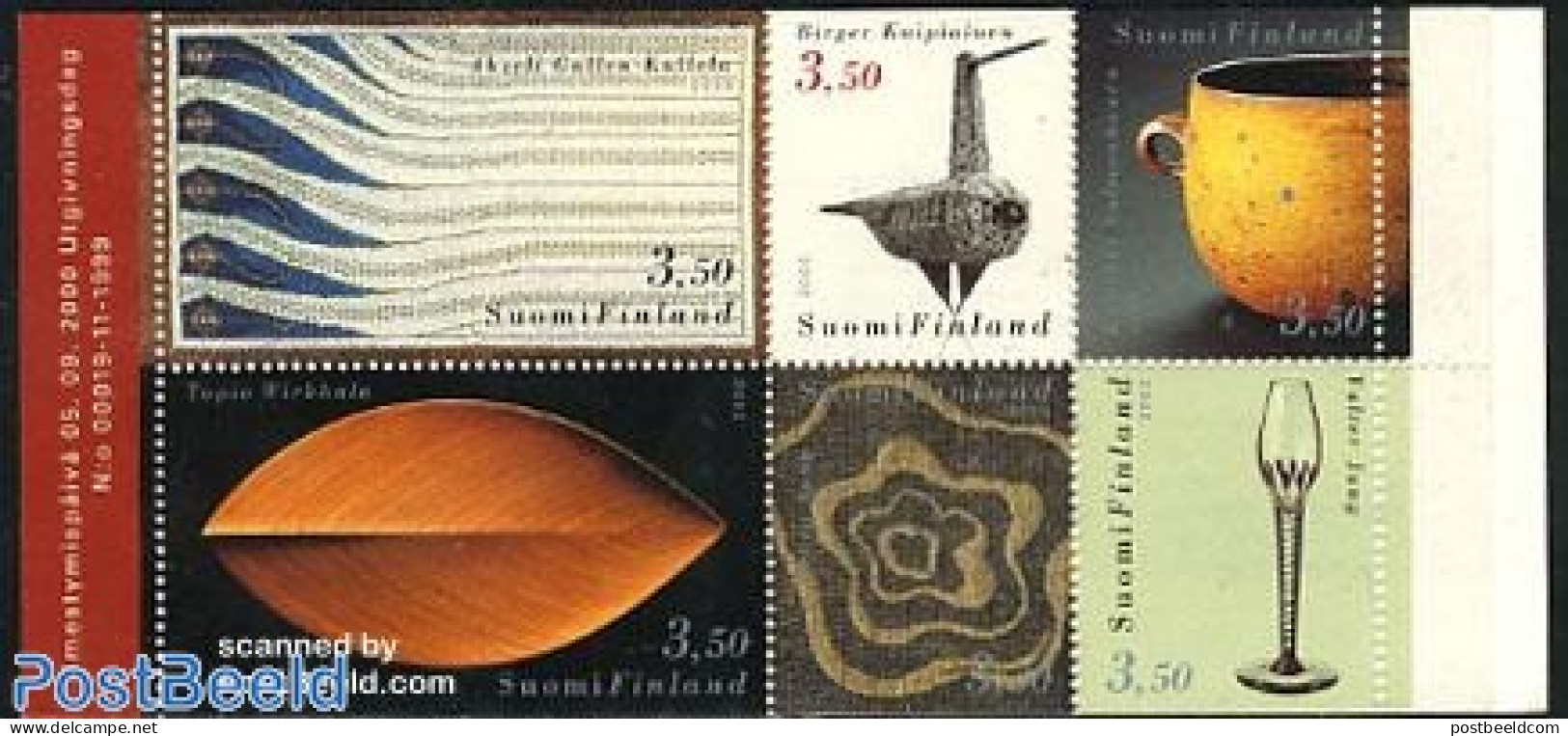 Finland 2000 Design 6v In Booklet, Mint NH, Various - Stamp Booklets - Textiles - Art - Art & Antique Objects - Cerami.. - Neufs