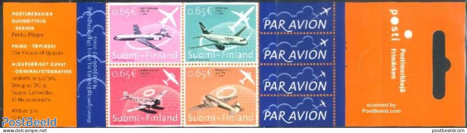 Finland 2003 Aviation 4v In Booklet, Mint NH, Transport - Stamp Booklets - Aircraft & Aviation - Ongebruikt