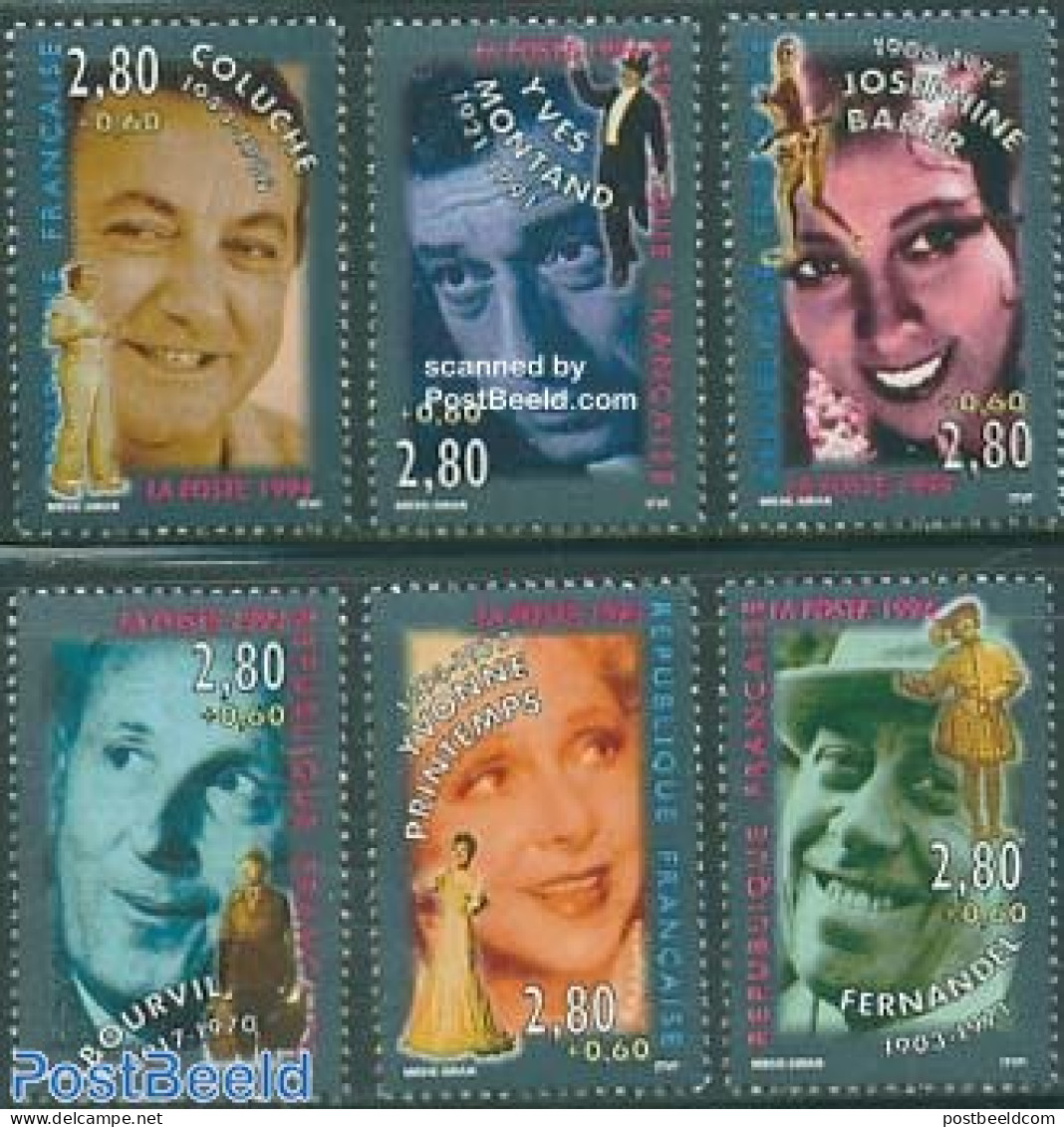 France 1994 Film 6v, Mint NH, Performance Art - Movie Stars - Nuovi