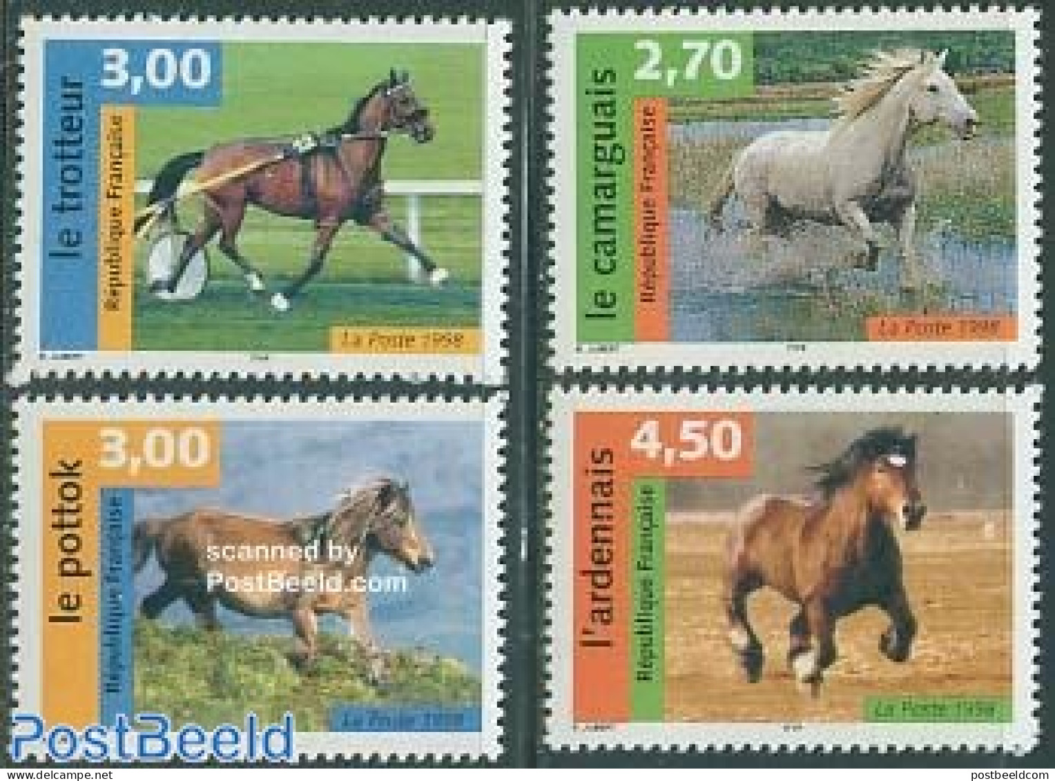 France 1998 Horses 4v, Mint NH, Nature - Sport - Horses - Sport (other And Mixed) - Nuevos