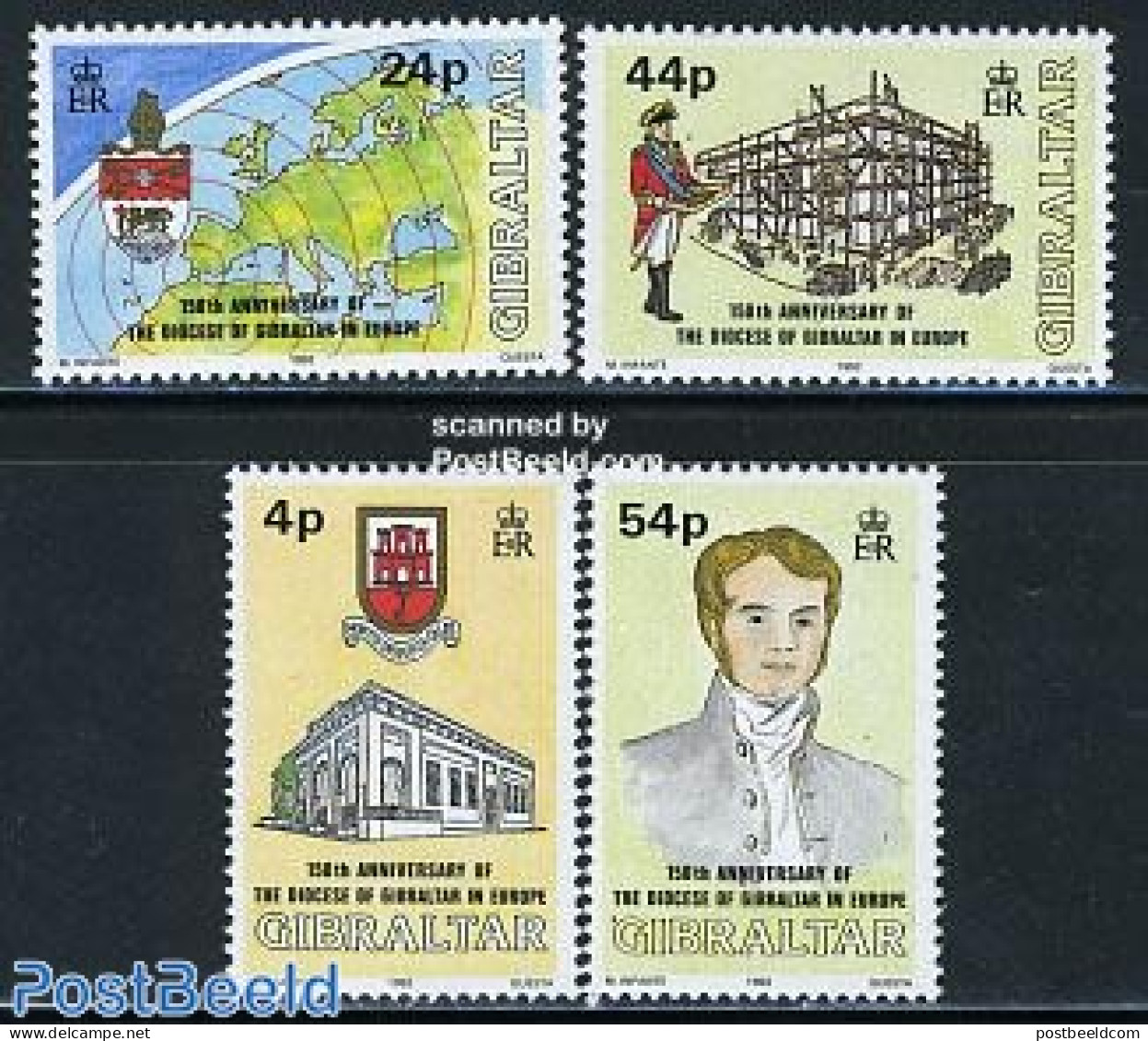 Gibraltar 1992 Diocese Of Gibraltar In Europe 4v, Mint NH, History - Religion - Various - Coat Of Arms - Europa Hang-o.. - Ideas Europeas