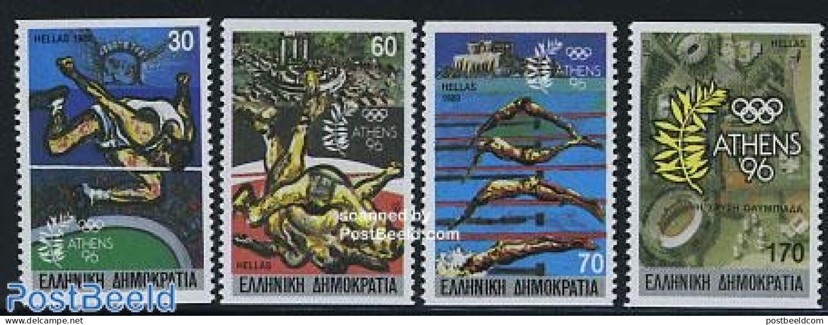 Greece 1989 Olympic Games 1996 4v Coil, Mint NH, Sport - Athletics - Olympic Games - Swimming - Unused Stamps