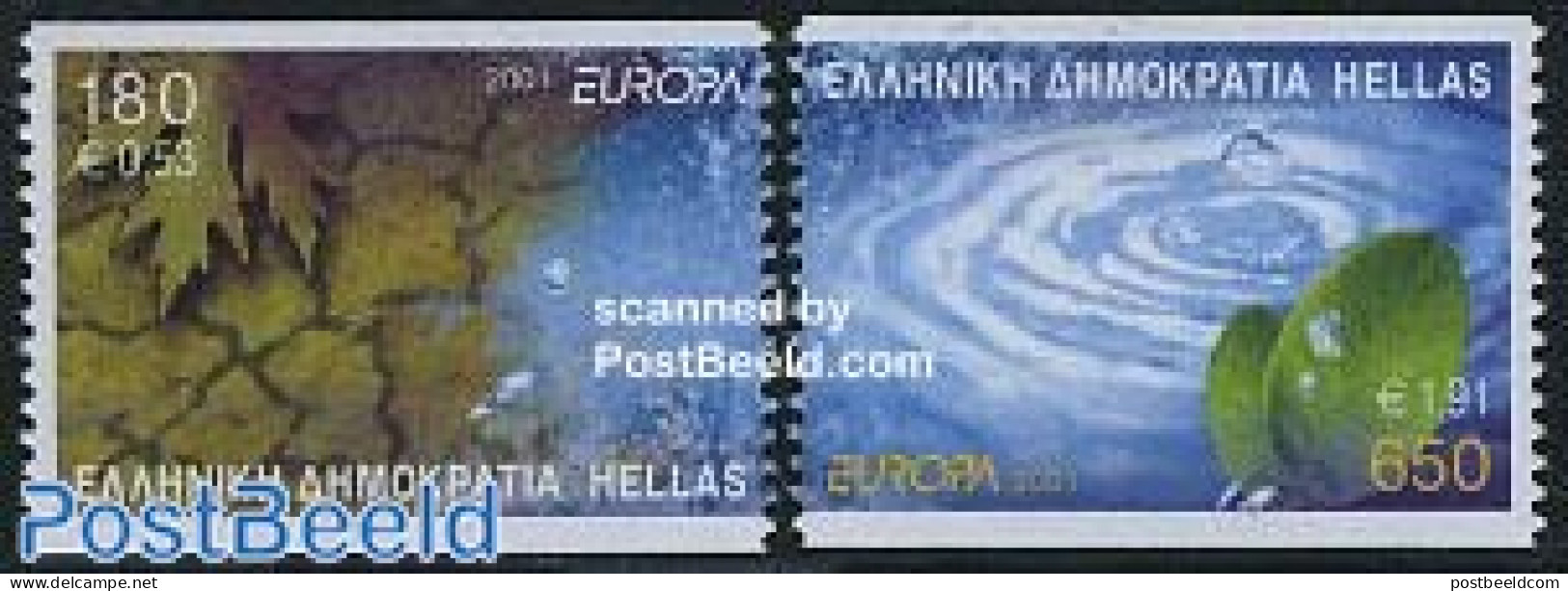Greece 2001 Europa, Water 2v Coil, Mint NH, History - Nature - Europa (cept) - Water, Dams & Falls - Ongebruikt