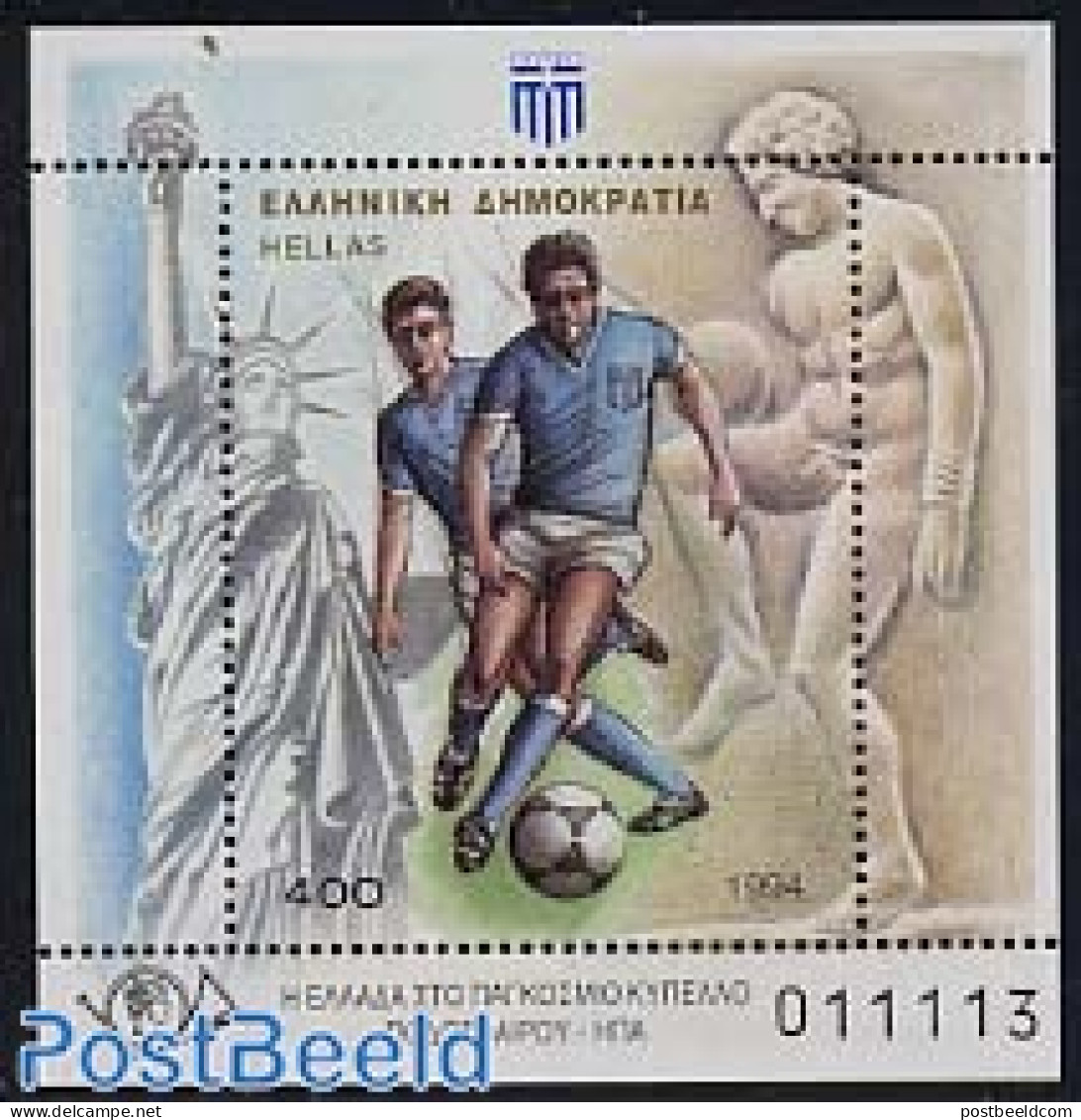 Greece 1994 World Cup Football USA S/s, Mint NH, Sport - Football - Nuevos