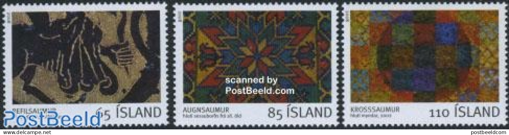 Iceland 2008 Icelandic Embroidery 3v, Mint NH, Various - Textiles - Unused Stamps