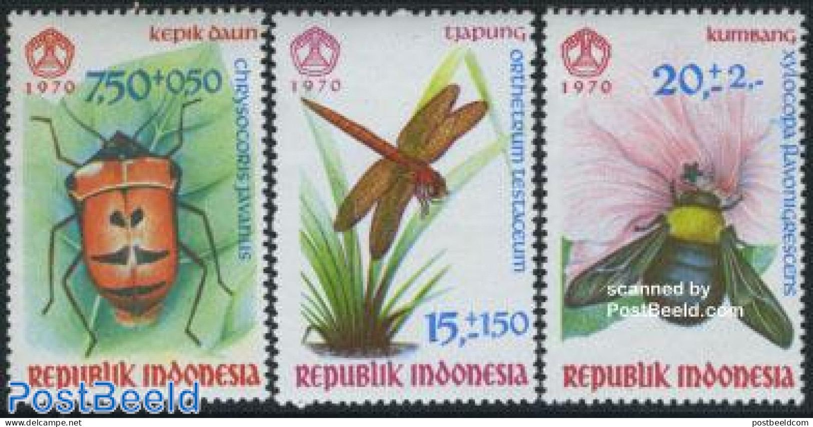 Indonesia 1970 Insects 3v, Mint NH, Nature - Bees - Insects - Indonésie