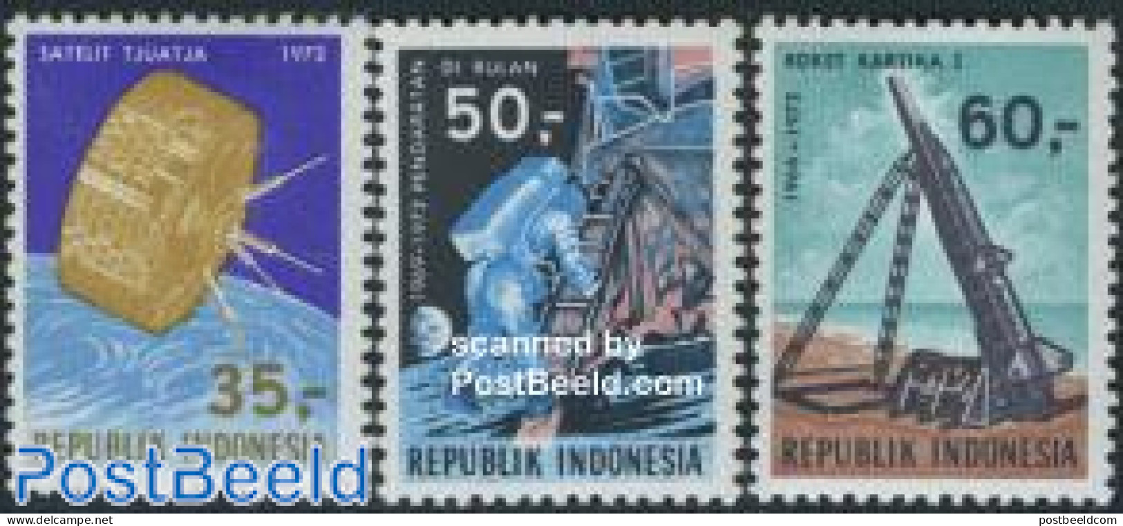Indonesia 1972 Space Programme 3v, Mint NH, Transport - Space Exploration - Indonesia