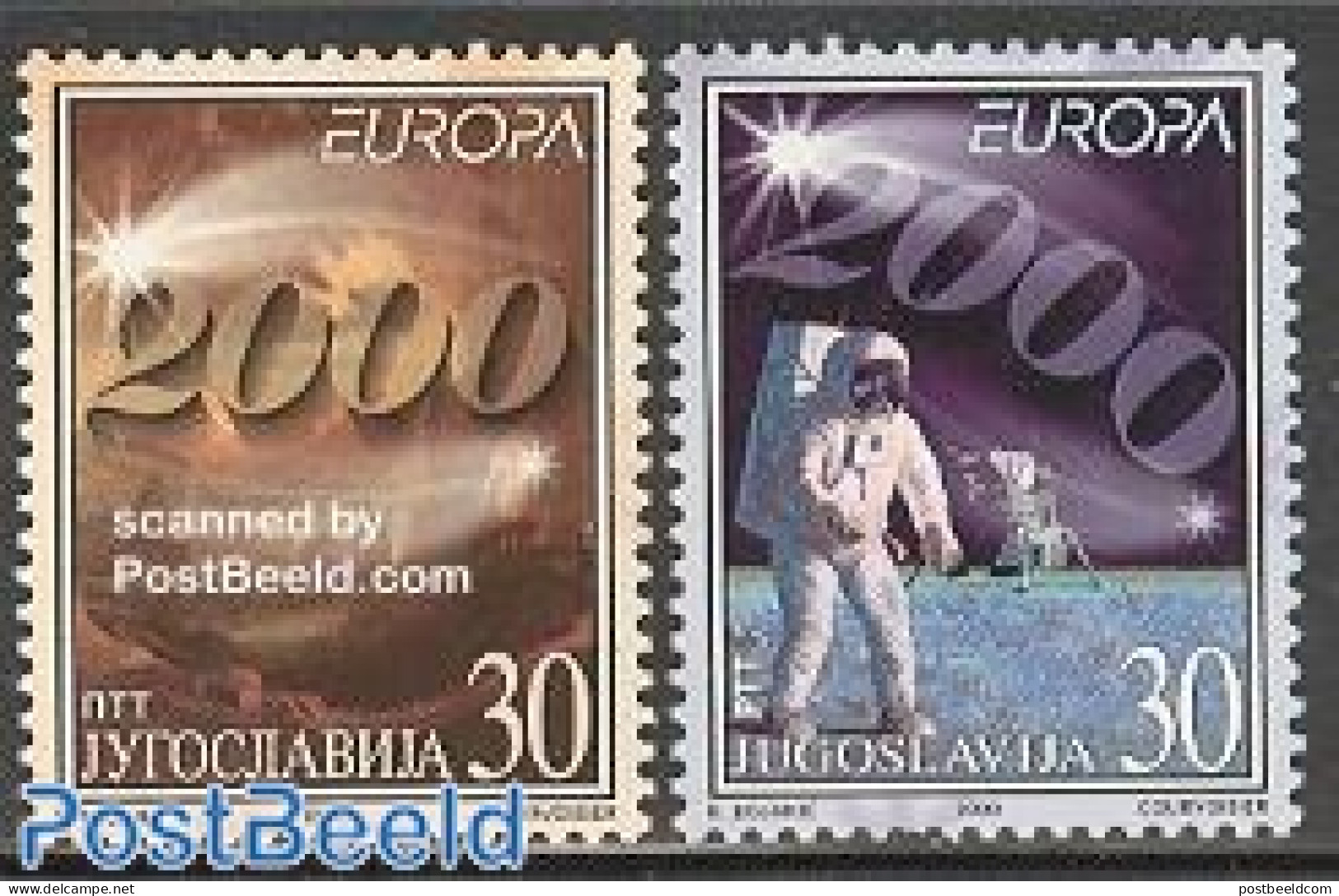 Yugoslavia 2000 Europa, Millennium 2v, Mint NH, History - Transport - Europa (cept) - Space Exploration - Neufs