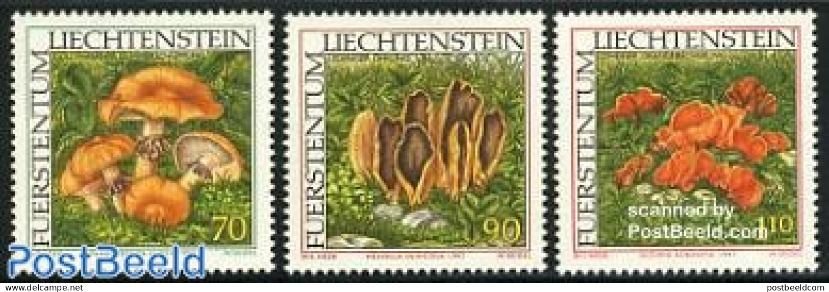 Liechtenstein 1997 Mushrooms 3v, Mint NH, Nature - Mushrooms - Unused Stamps
