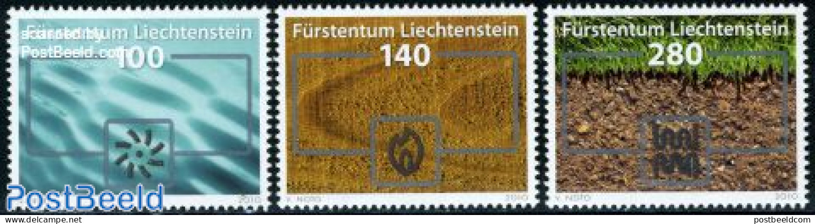 Liechtenstein 2010 Renewable Energy 3v, Mint NH, Nature - Science - Environment - Energy - Unused Stamps