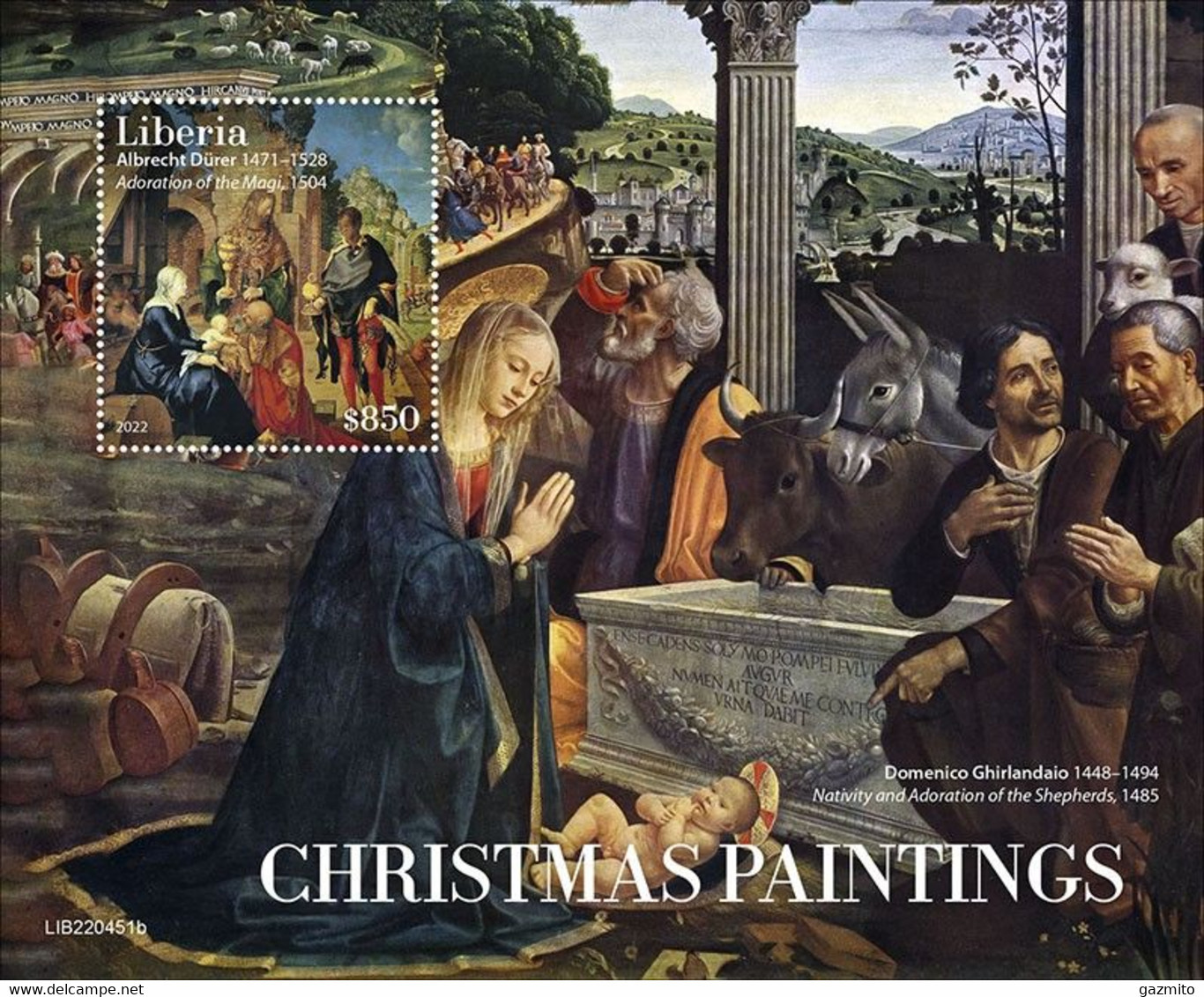 Liberia 2022, Chrismas, Painting, Ghirlandaio, Durer, BF - Other & Unclassified