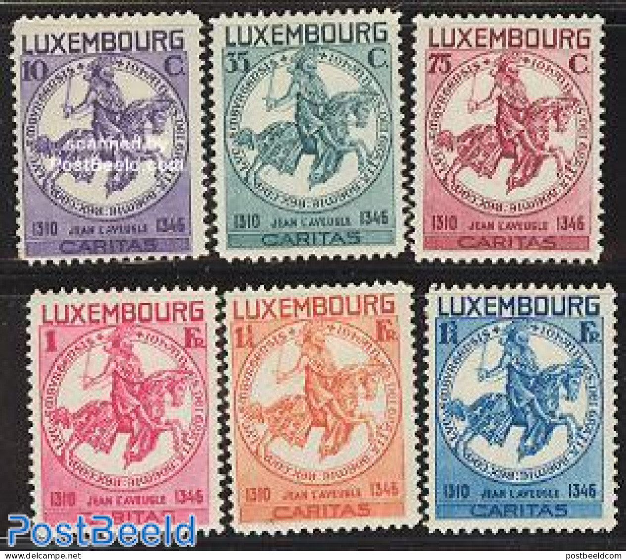 Luxemburg 1934 Child Welfare 6v, Mint NH, History - Nature - Knights - Horses - Unused Stamps
