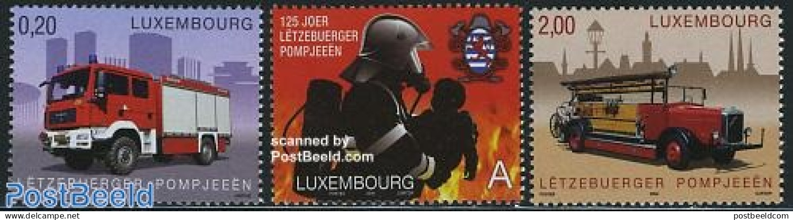 Luxemburg 2009 Fire Fighters 3v, Mint NH, Transport - Automobiles - Fire Fighters & Prevention - Nuevos