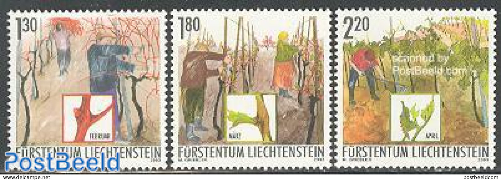 Liechtenstein 2003 Wine 3v, Mint NH, Nature - Various - Wine & Winery - Agriculture - Unused Stamps