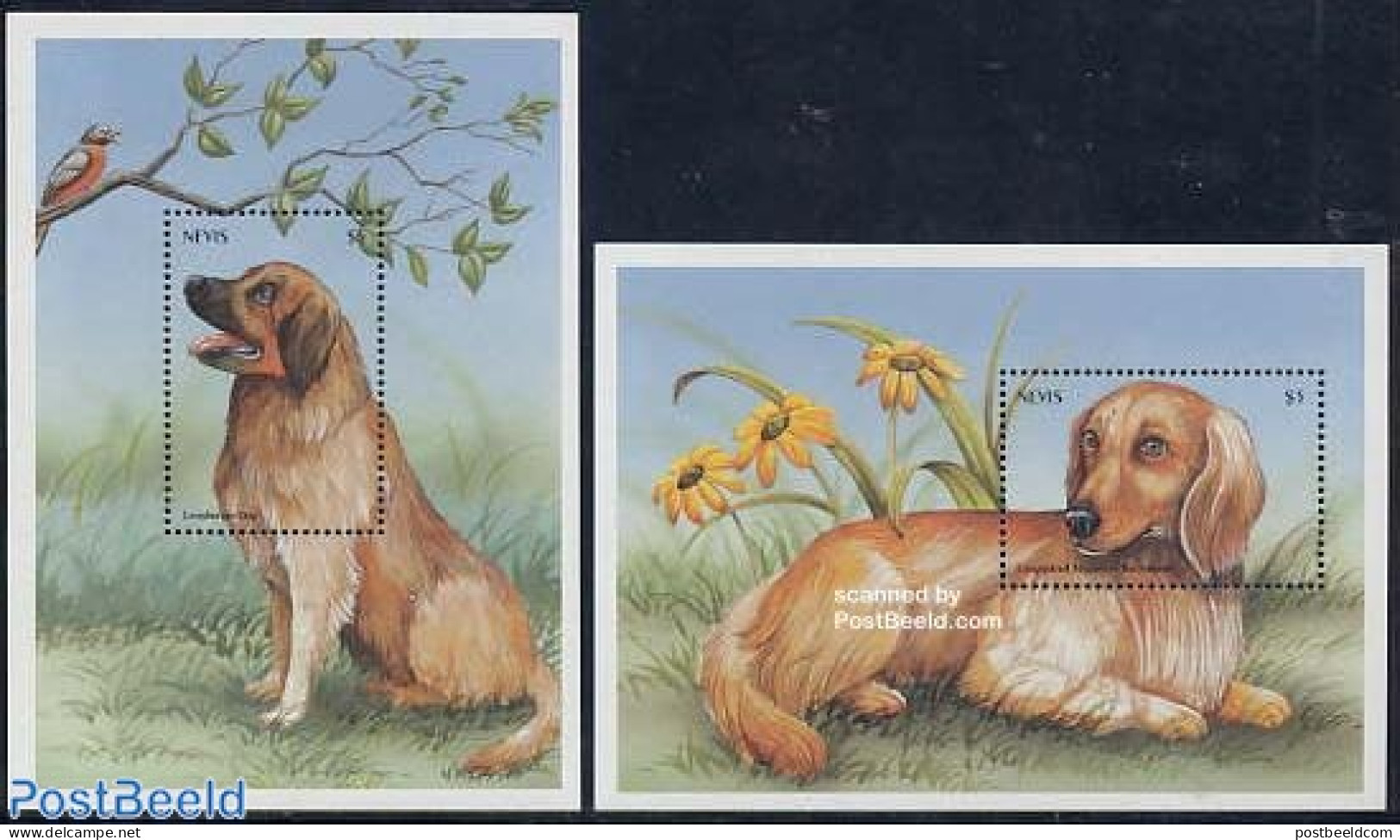 Nevis 2000 Dogs 2 S/s, Mint NH, Nature - Dogs - St.Kitts Und Nevis ( 1983-...)