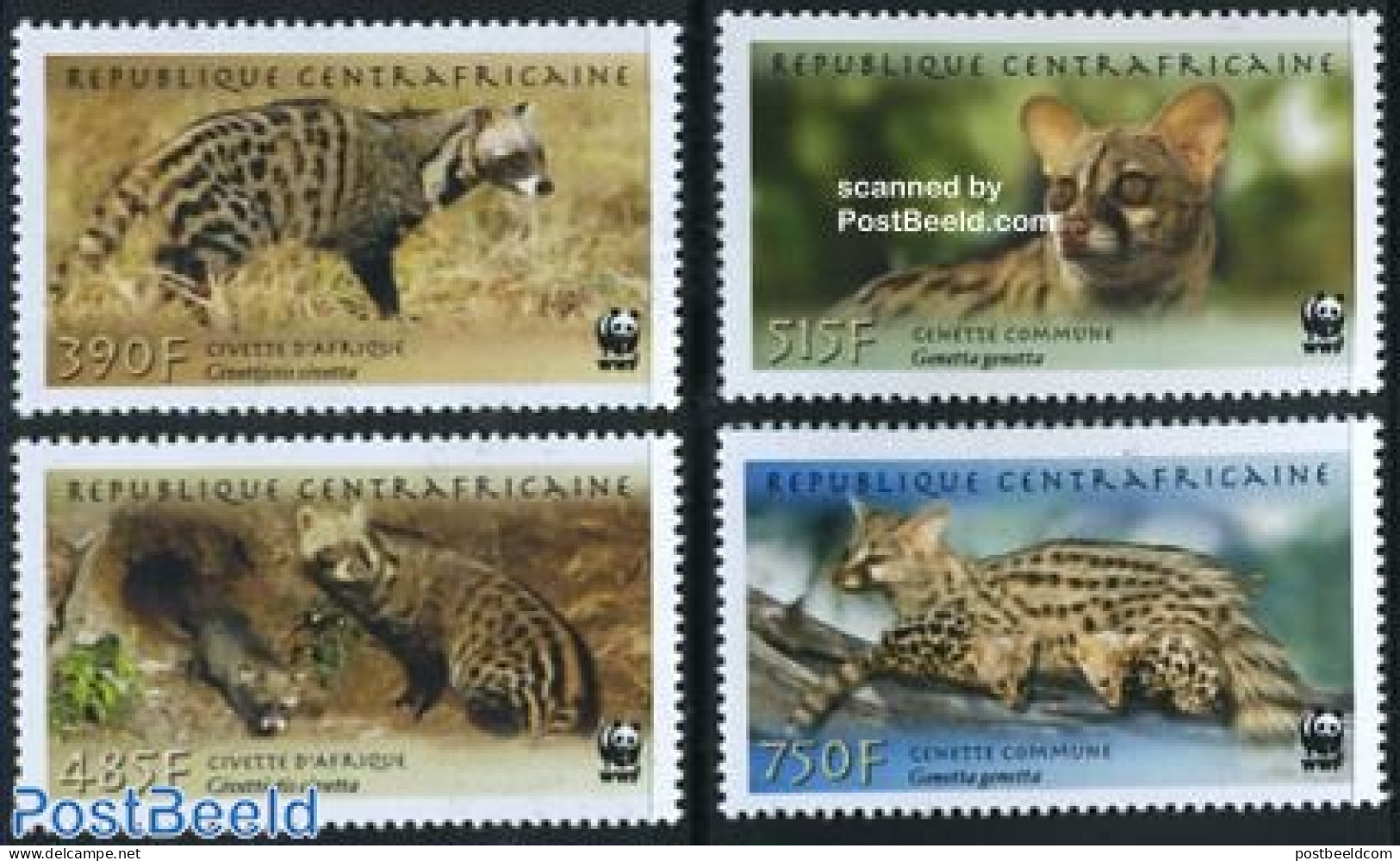 Central Africa 2007 WWF, Civette 4v, Mint NH, Nature - Animals (others & Mixed) - World Wildlife Fund (WWF) - Repubblica Centroafricana