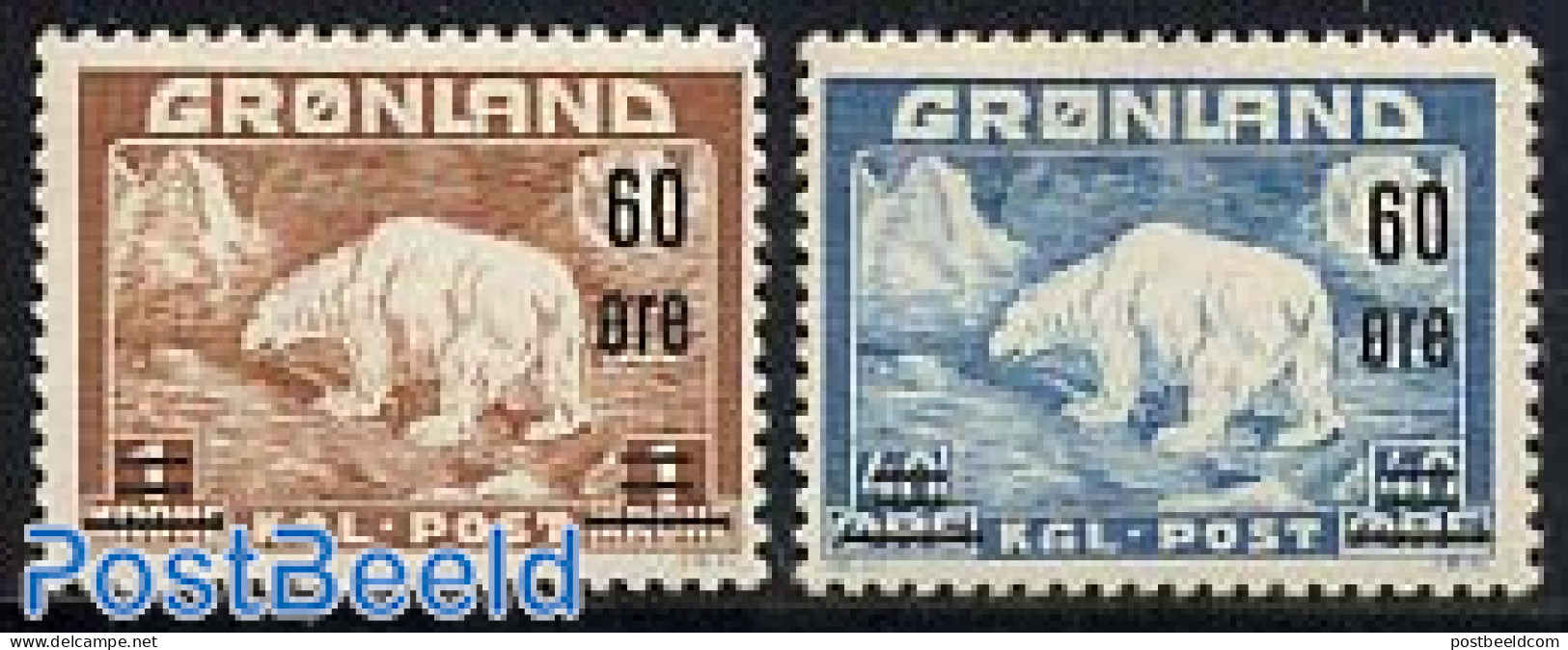 Greenland 1956 Overprints 2v, Unused (hinged) - Ungebraucht