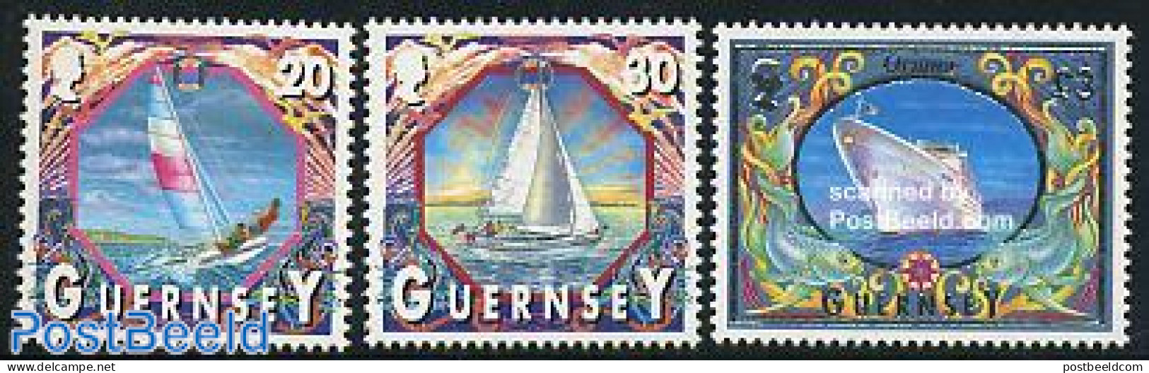 Guernsey 2000 Definitives, Ships 3v, Mint NH, Transport - Ships And Boats - Bateaux