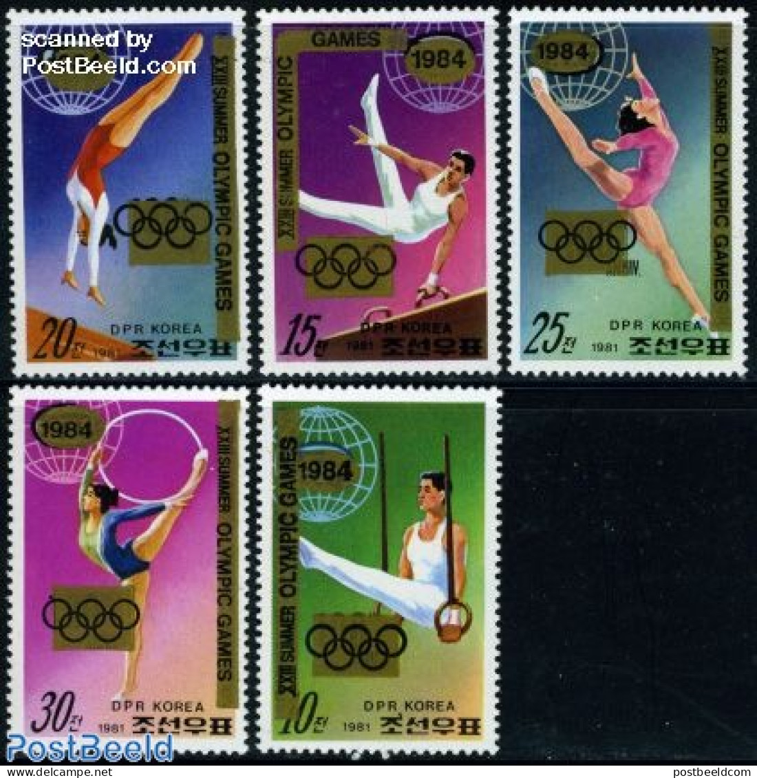Korea, North 1983 Olympic Games 5v (overprints On Gymnastics), Mint NH, Sport - Gymnastics - Olympic Games - Gymnastique