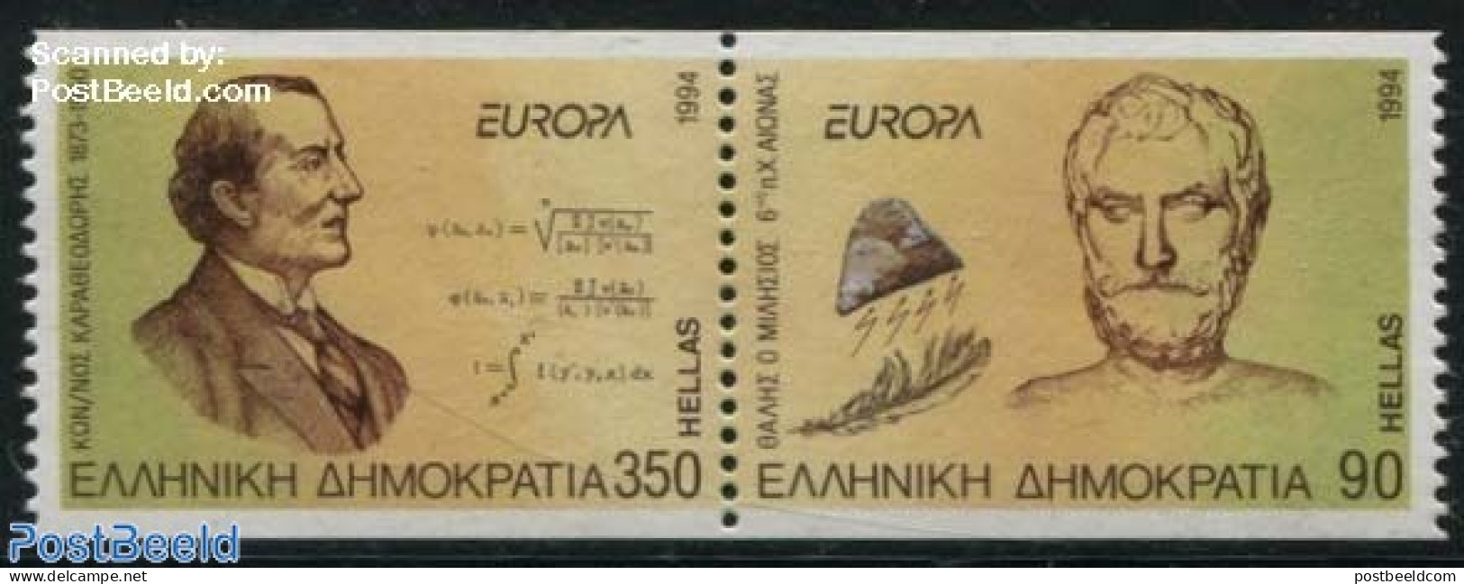 Greece 1994 Europa, Discoveries 2v [:] From Booklet, Mint NH, History - Science - Europa (cept) - Inventors - Nuovi