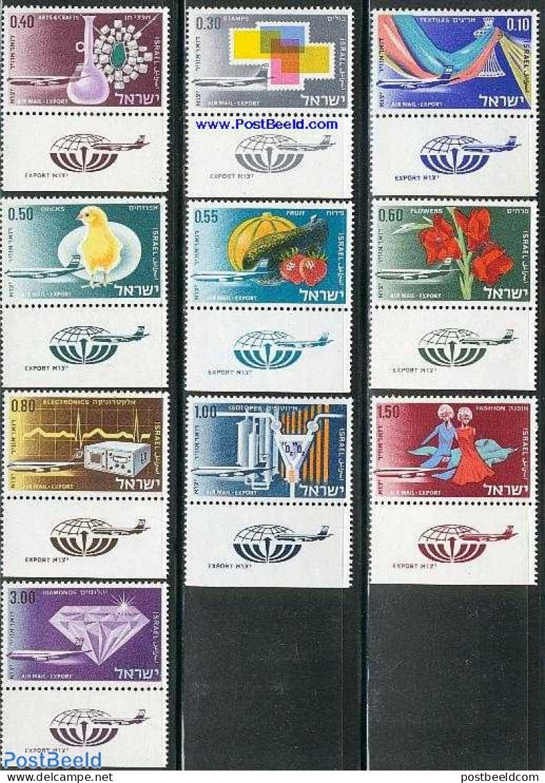 Israel 1968 Export 10v, Mint NH, History - Nature - Science - Transport - Geology - Birds - Flowers & Plants - Fruit -.. - Unused Stamps (with Tabs)