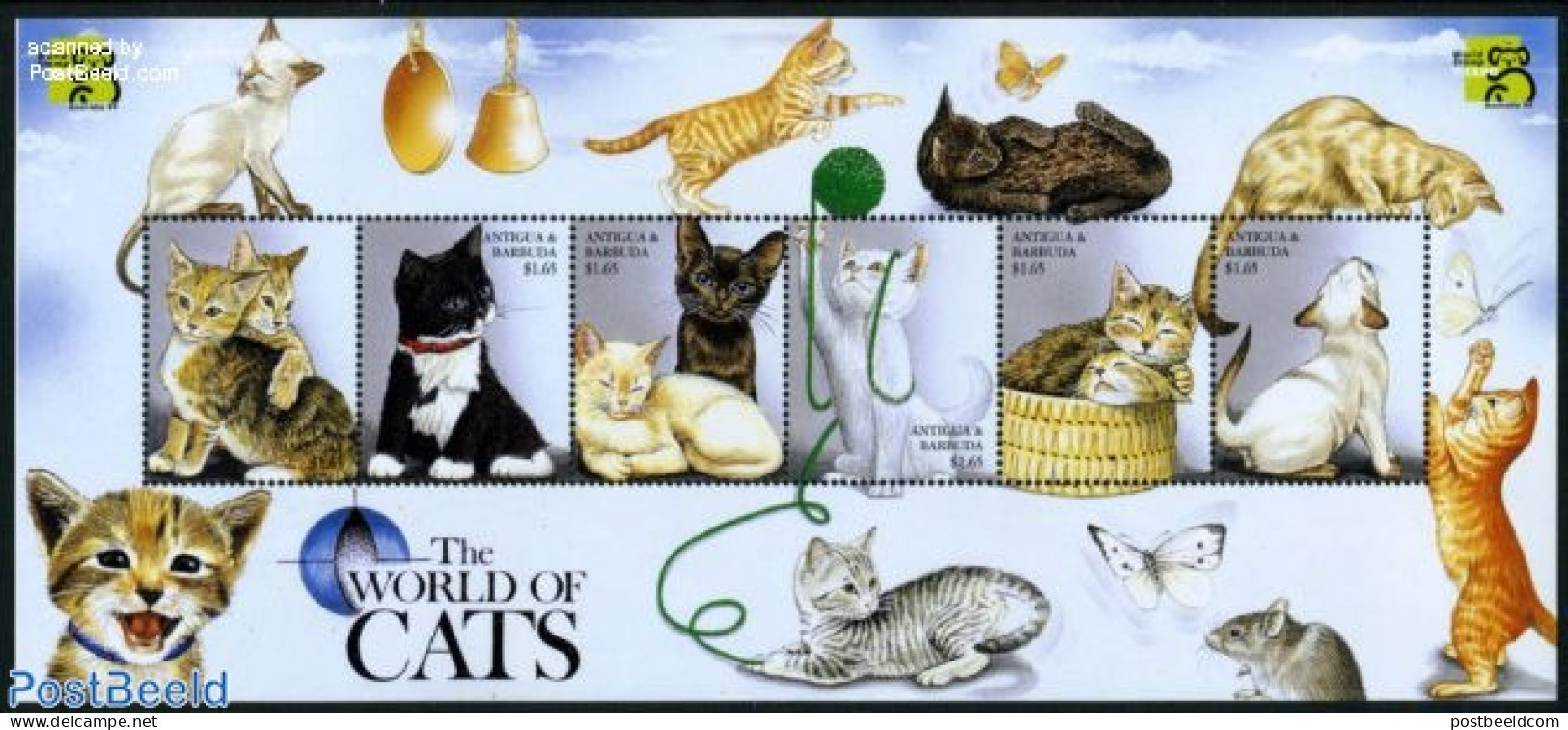 Antigua & Barbuda 1999 Australia, Cats 6v M/s, Mint NH, Nature - Cats - Antigua Et Barbuda (1981-...)