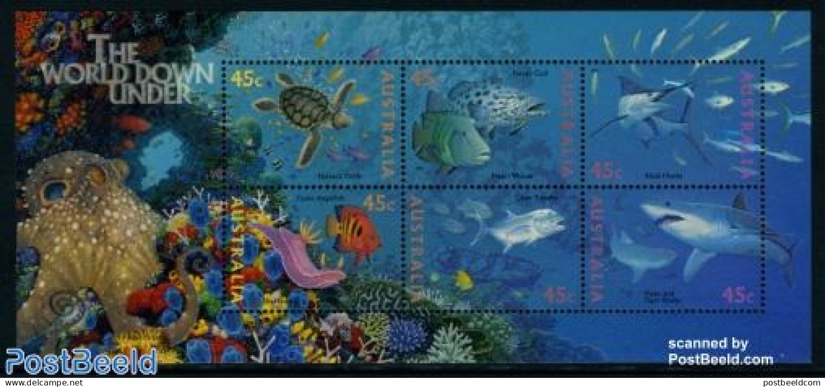 Australia 1995 Underwater World S/s, Mint NH, Nature - Fish - Turtles - Sharks - Ongebruikt