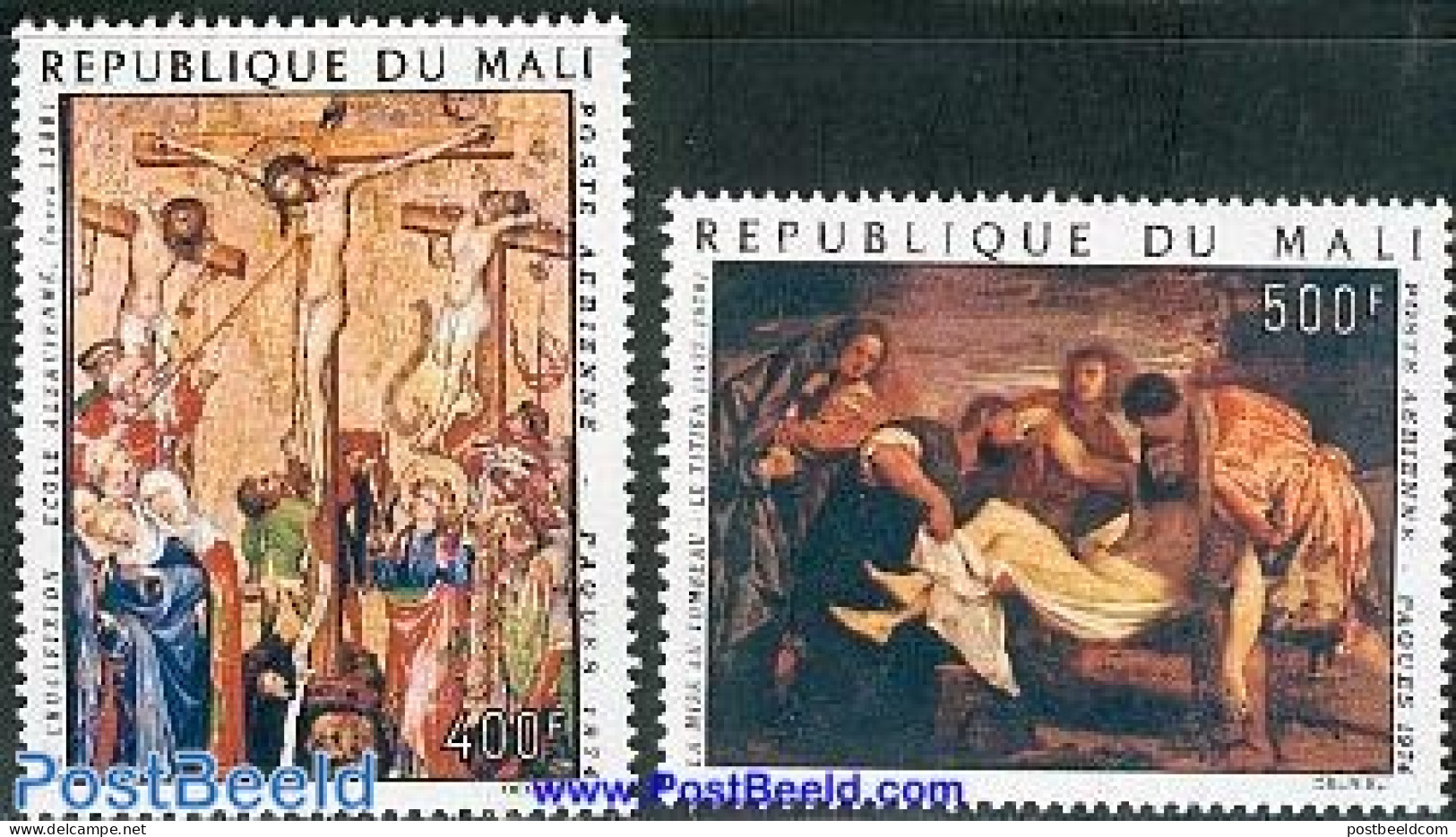 Mali 1974 Easter 2v, Mint NH, Religion - Religion - Art - Paintings - Malí (1959-...)