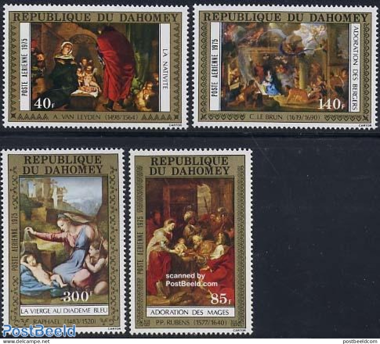 Dahomey 1975 Christmas, Paintings 4v, Mint NH, Religion - Christmas - Art - Paintings - Rubens - Noël