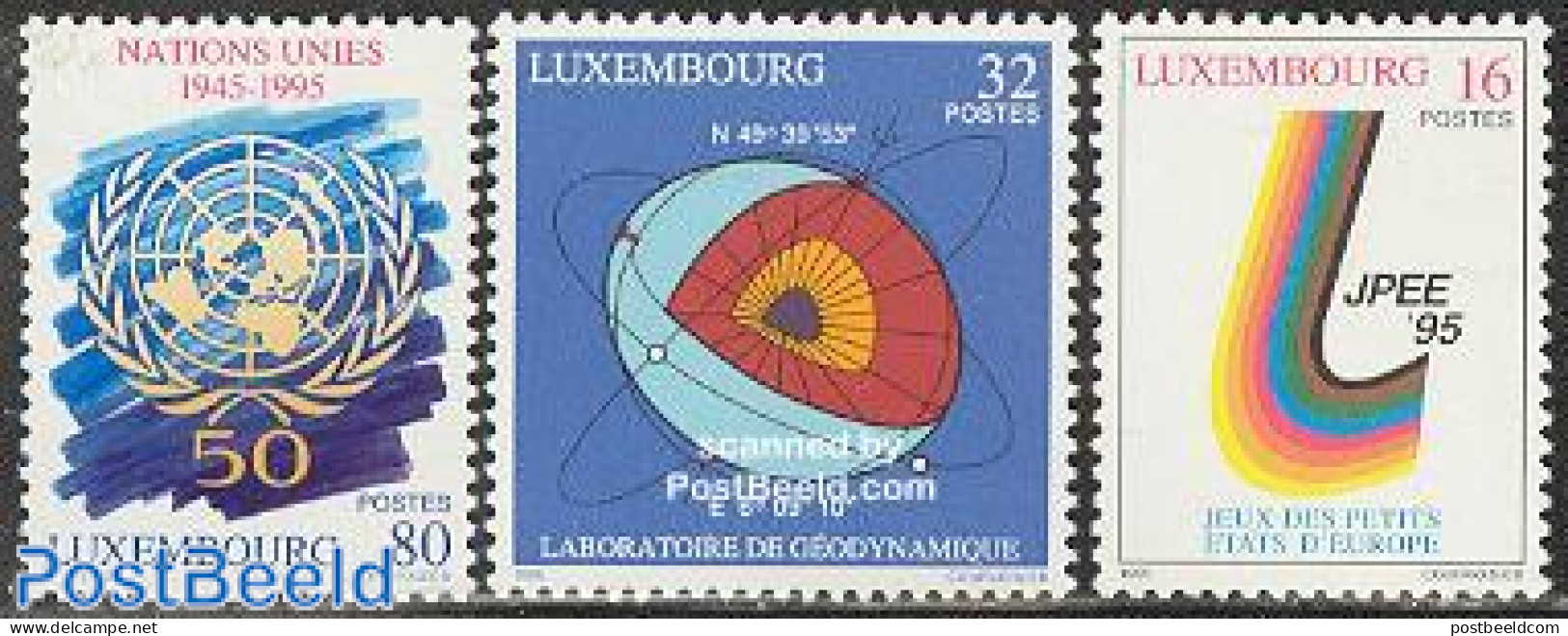 Luxemburg 1995 Mixed Issue 3v, Mint NH, History - Sport - Geology - United Nations - Sport (other And Mixed) - Nuevos