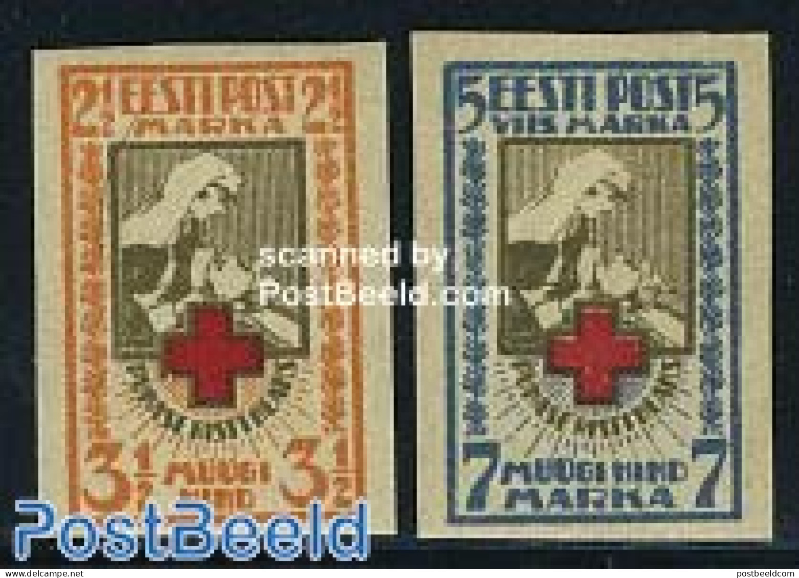 Estonia 1921 Red Cross 2v Imperforated, Mint NH, Health - Red Cross - Rode Kruis
