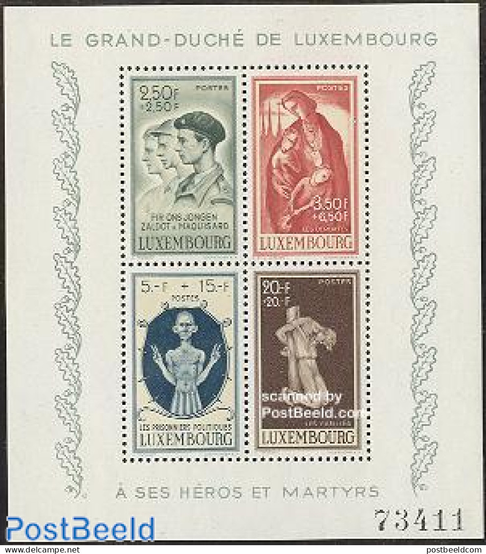 Luxemburg 1945 War Victims S/s, Mint NH, Health - History - Disabled Persons - Militarism - World War II - Nuovi