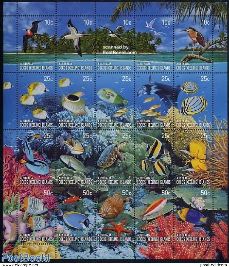 Cocos Islands 2006 Marine Life 20v M/s, Mint NH, Nature - Birds - Fish - Reptiles - Turtles - Fische