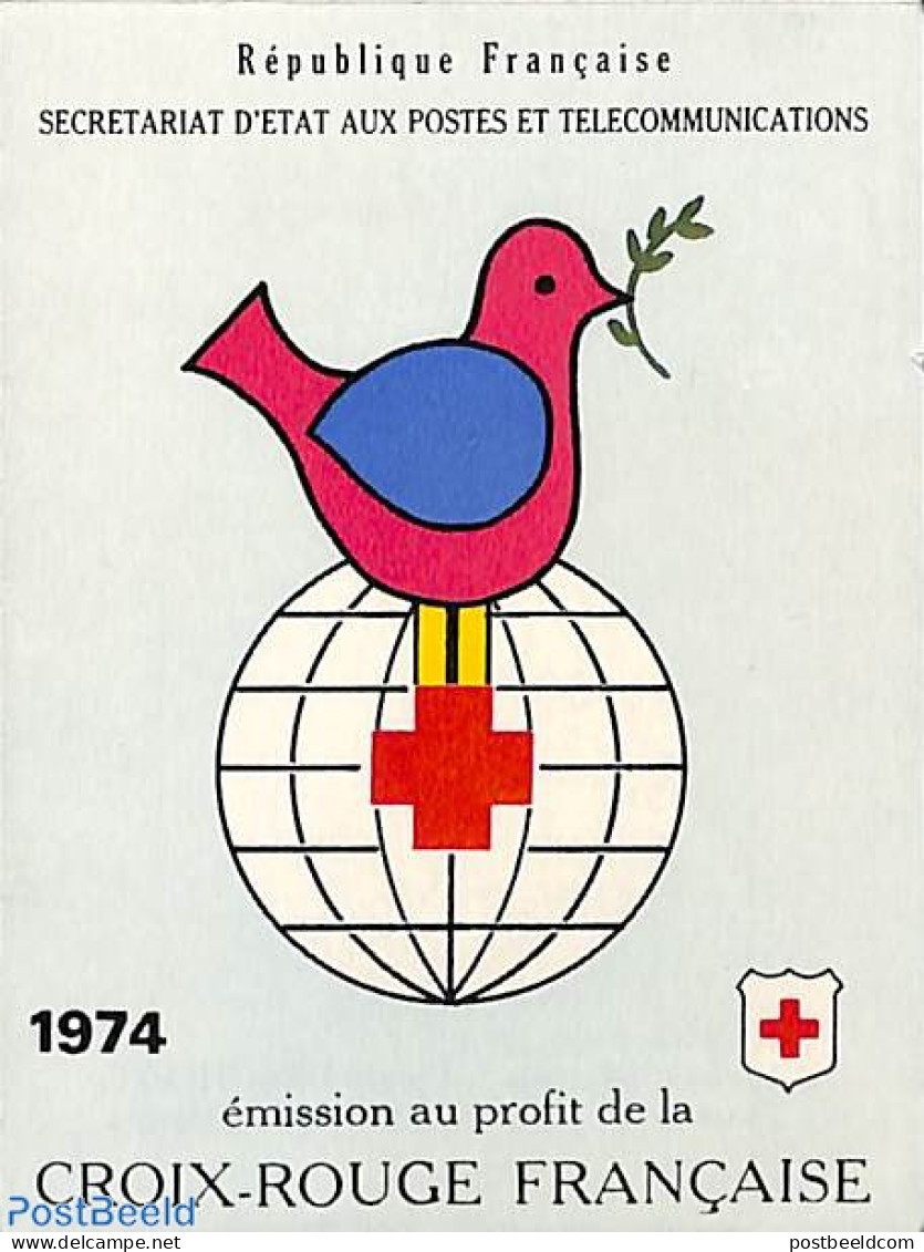 France 1974 Red Cross Booklet, Mint NH, Health - Nature - Various - Red Cross - Birds - Cats - Stamp Booklets - Tourism - Unused Stamps