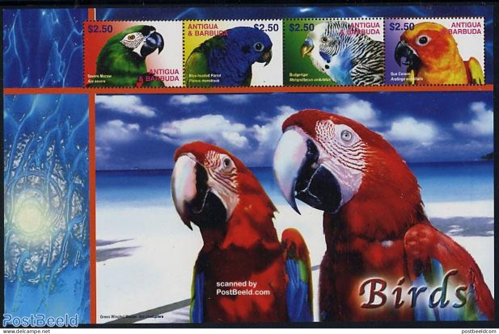 Antigua & Barbuda 2004 Parrots 4v M/s, Mint NH - Antigua En Barbuda (1981-...)