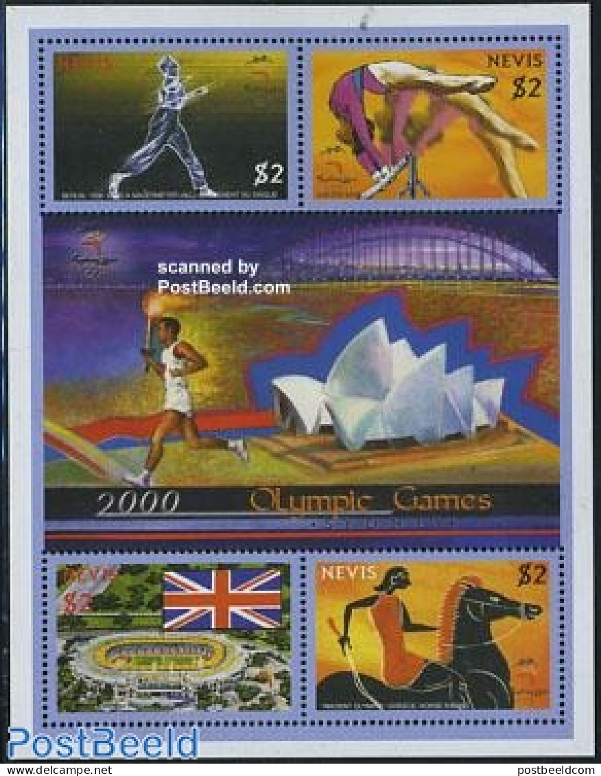 Nevis 2000 Olympic Games 4v M/s, Mint NH, Nature - Sport - Horses - Gymnastics - Olympic Games - Gymnastics