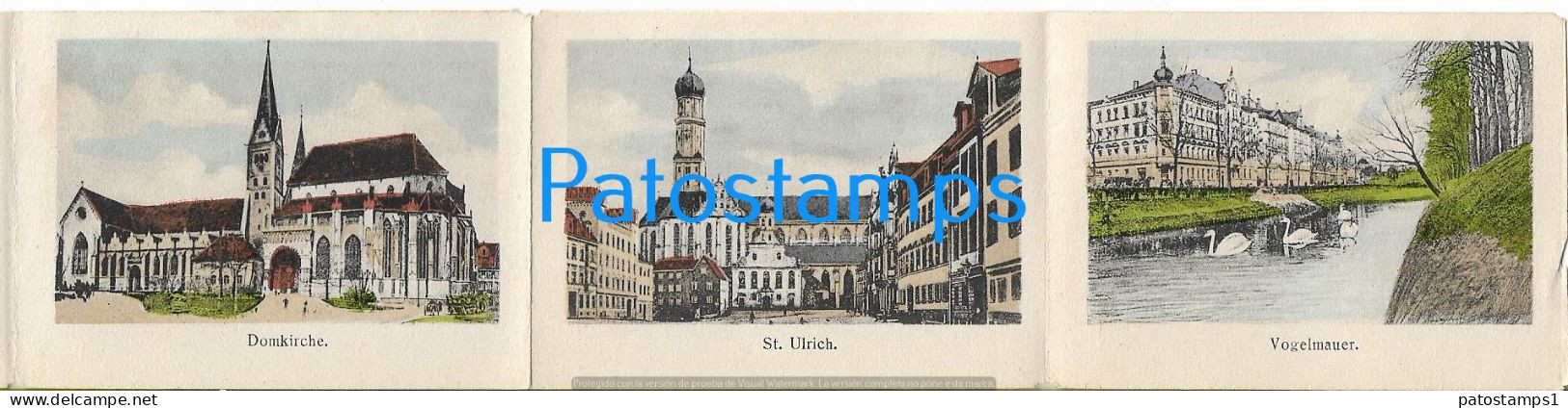 228714 GERMANY AUGSBURG MULTI VIEW 12 TWELVE MINI PHOTO DAMAGED POSTAL POSTCARD - Other & Unclassified