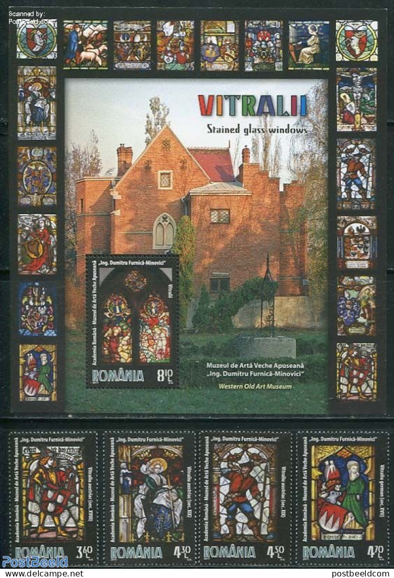 Romania 2011 Stained Glass 4v+s/s, Mint NH, Art - Stained Glass And Windows - Nuevos