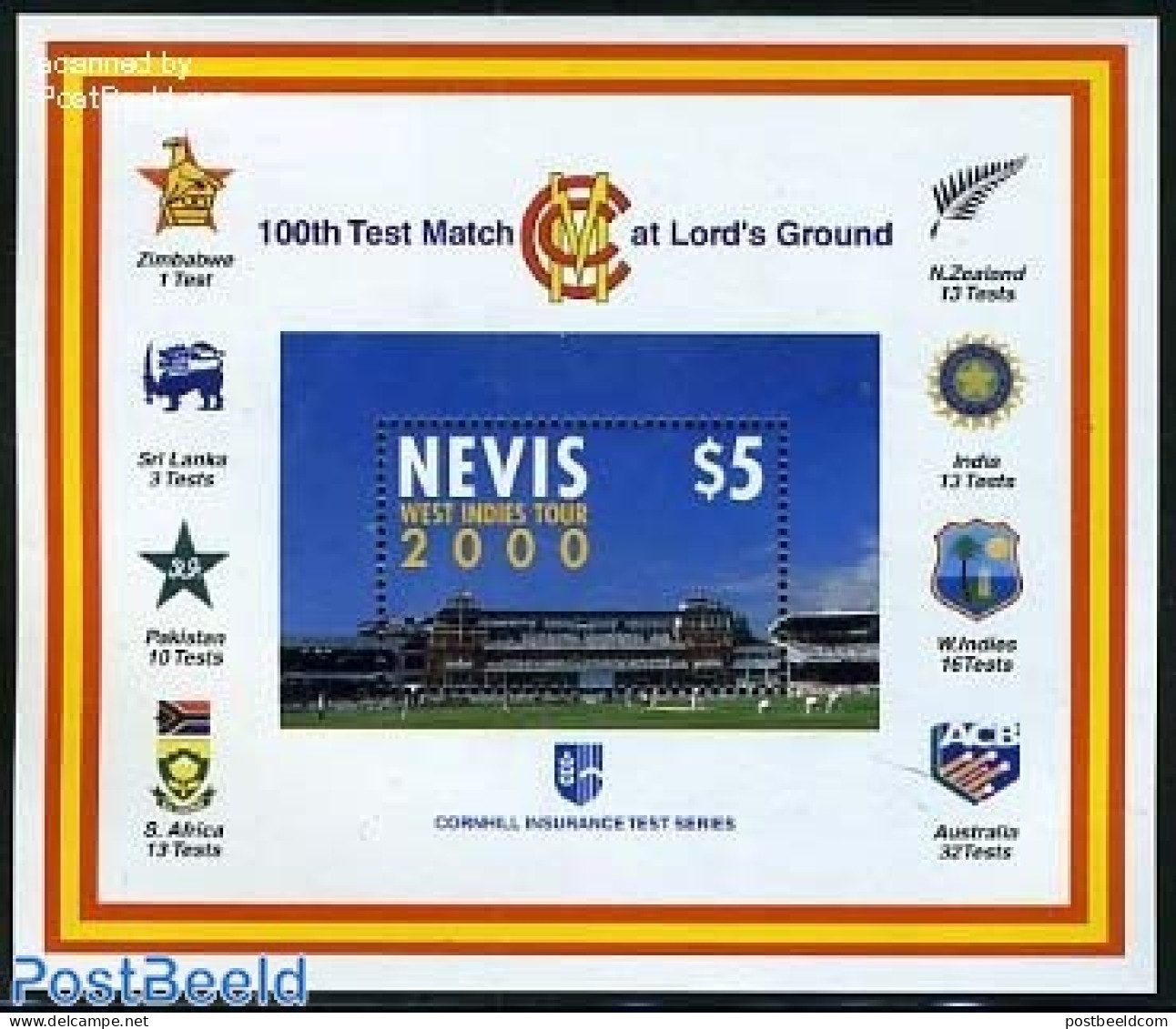 Nevis 2000 Cricket S/s, Mint NH, Sport - Cricket - Cricket