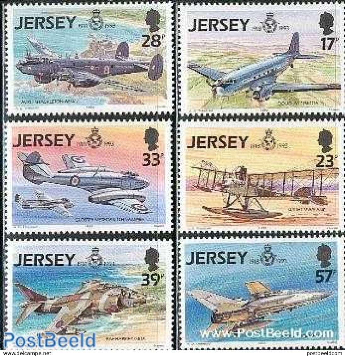 Jersey 1993 Royal Air Force 6v, Mint NH, Transport - Aircraft & Aviation - Airplanes