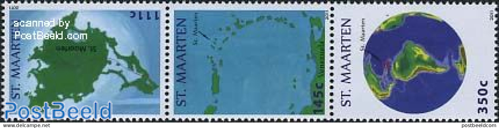 St. Maarten 2011 Maps 3v [::], Mint NH, Various - Maps - Geographie