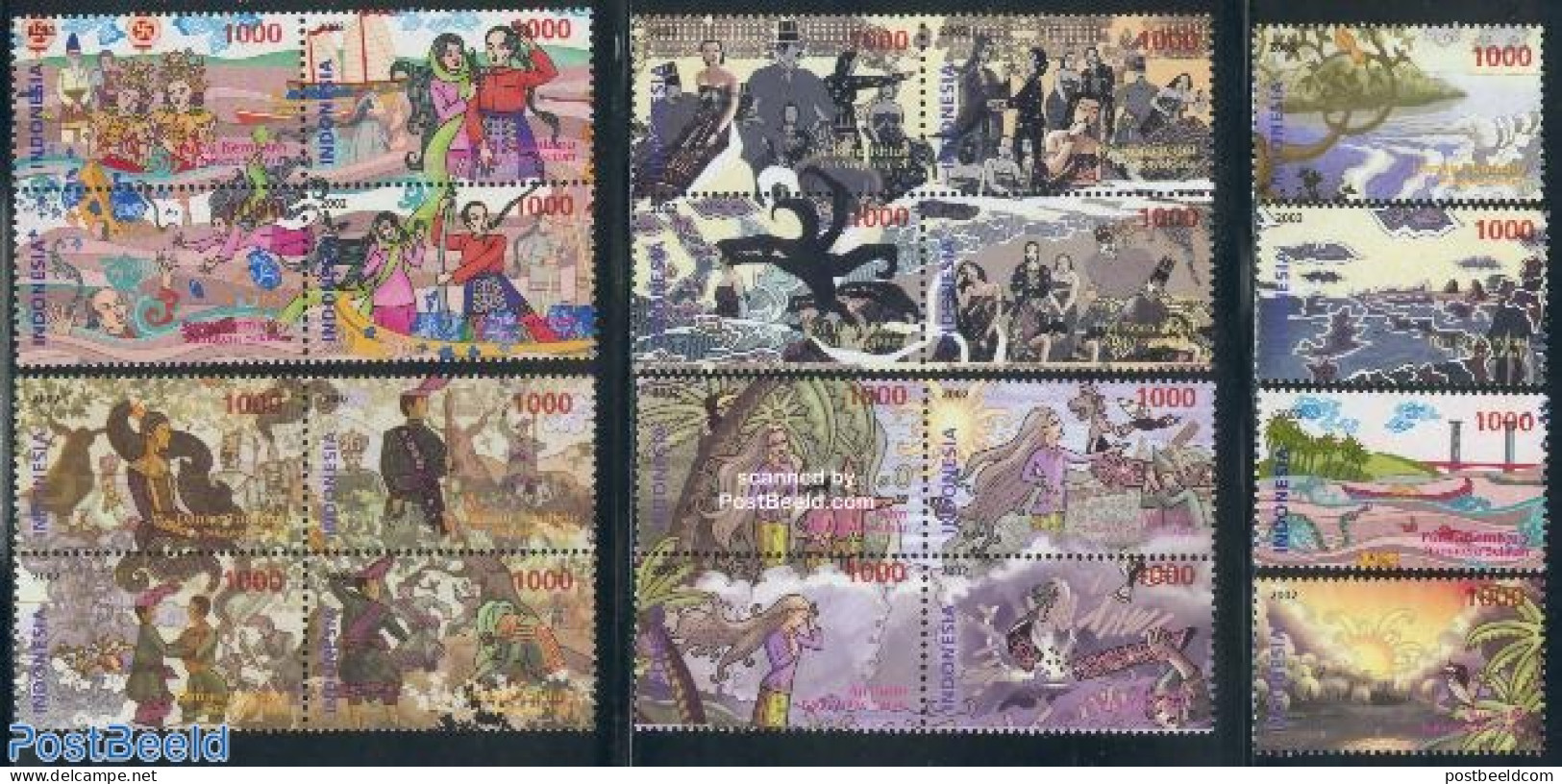 Indonesia 2002 Fairy Tales 20v, Mint NH, Transport - Ships And Boats - Art - Fairytales - Schiffe