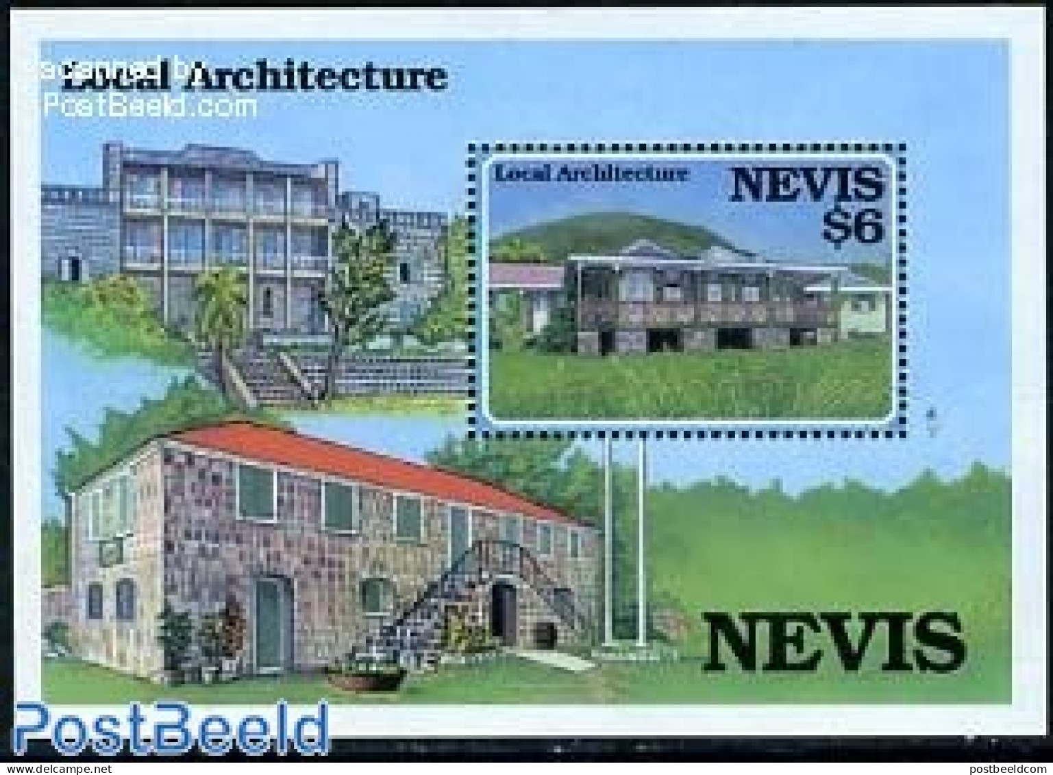 Nevis 1994 Local Architecture S/s, Mint NH, Architecture - St.Kitts Y Nevis ( 1983-...)