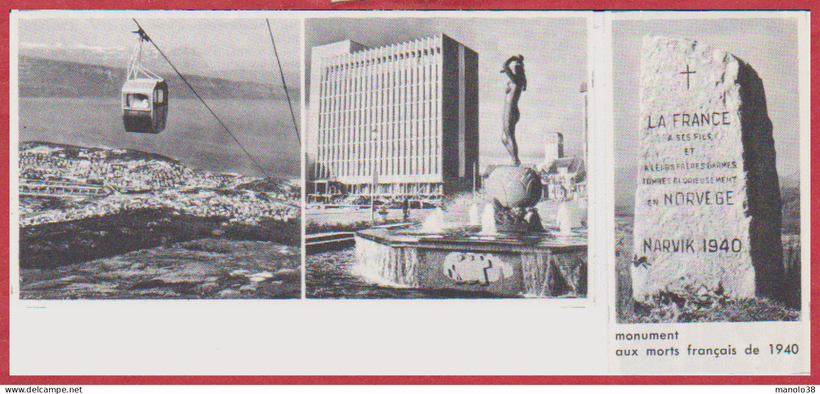 Narvik. Norvège. Monument Aux Morts Français De 1940. Vue De La Ville, Fontaine Au Centre Ville. Larousse 1960. - Historical Documents
