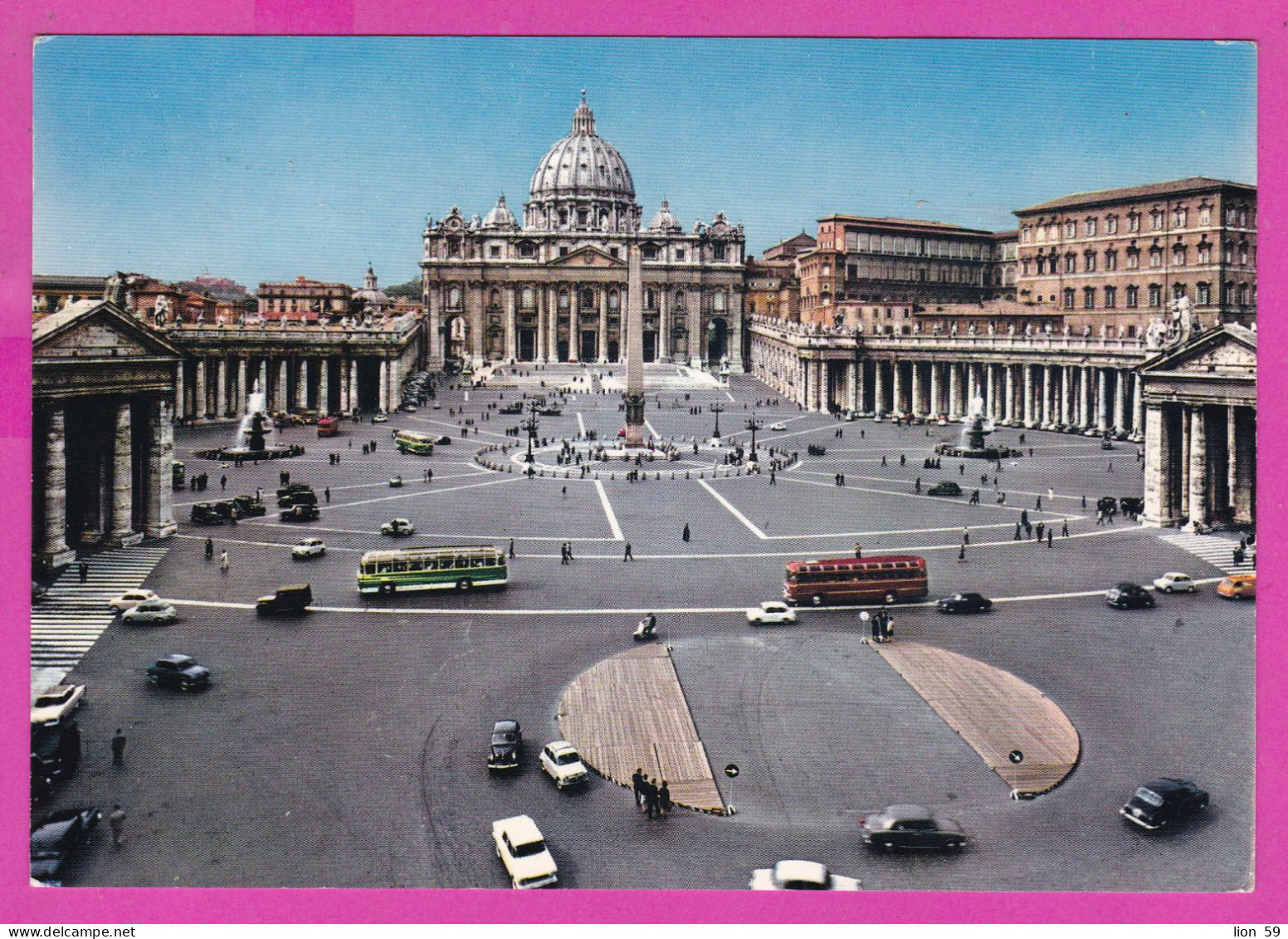 294030 / Italy - Citta Del VATICANO Piazza E Basilica S. Pietro PC 1965 USED 55L Designs Sistine Chapel By Michelangelo - 1961-70: Storia Postale